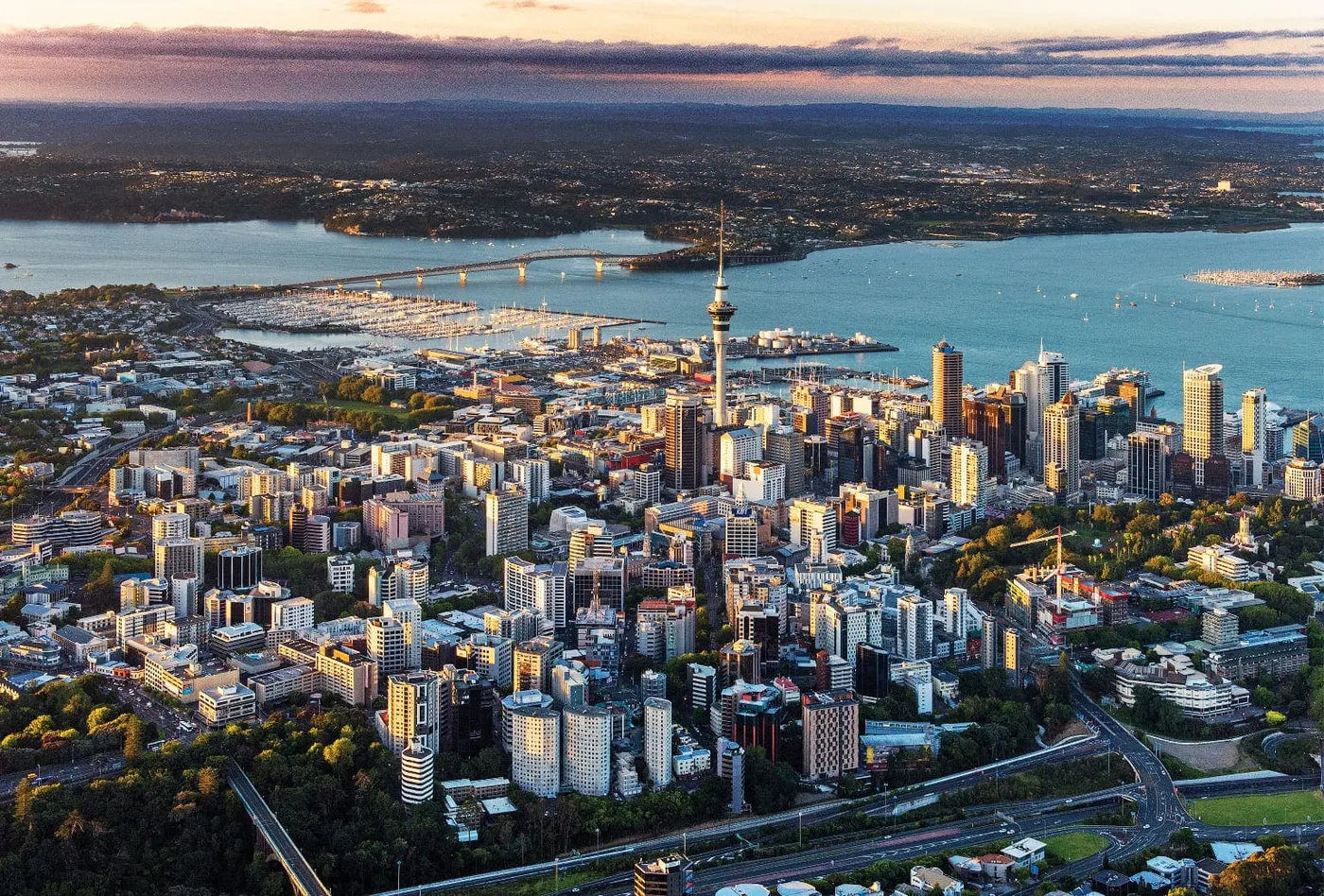 Auckland CBD aerial view — Kiwi Web Design serves businesses across Auckland